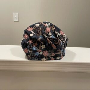 Blue and Pink Floral Scrub Cap for Women, Adjustable Band